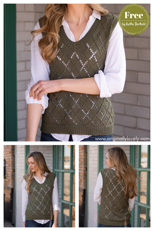 Argyle Sweater Vest Free Knitting Pattern