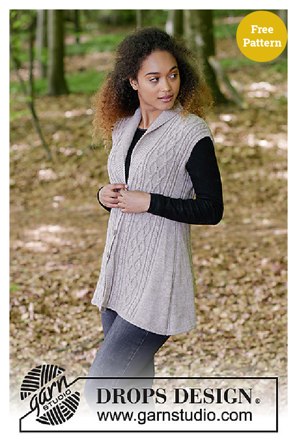 Morgan's Daughter Cable Vest with Shawl Collar and A-shape Free Knitting Pattern