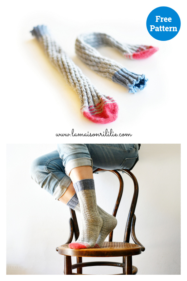 No-Heel Spiral Socks Free Knitting Pattern