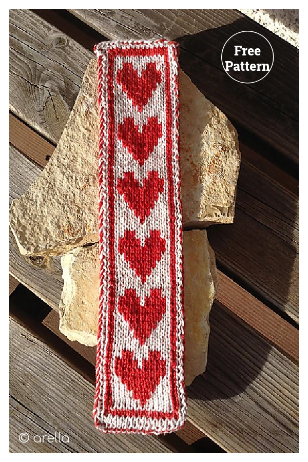 Reversible Double Knitting Heart Bookmark Free Knitting Pattern