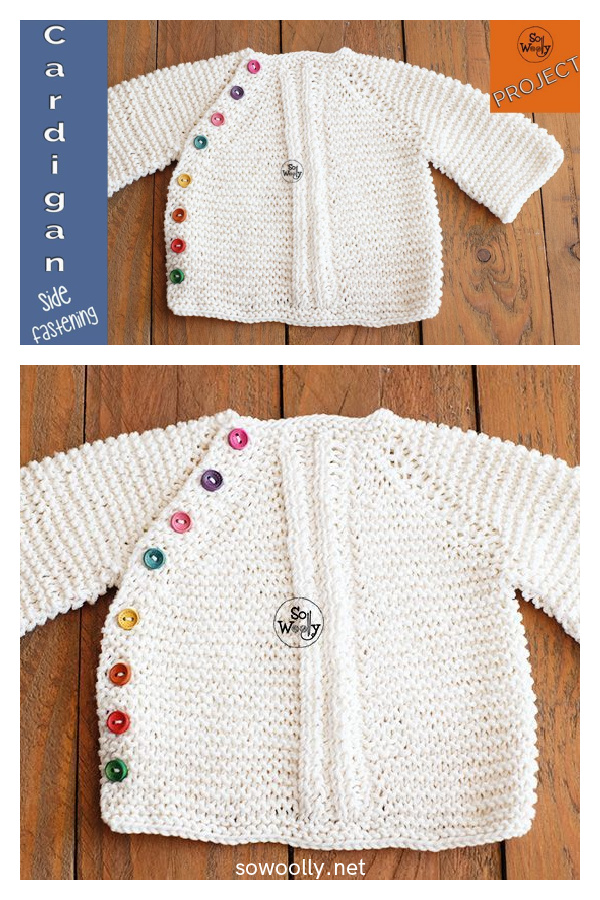 Round Neck Baby Cardigan with a Side Fastening Free Knitting Pattern 
