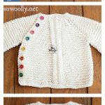Round Neck Baby Cardigan with a Side Fastening Free Knitting Pattern