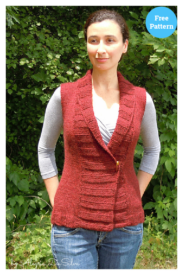 Sequoia Shawl Collar Vest Free Knitting Pattern