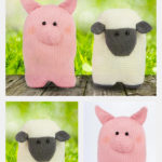 Sheep and Pig Cushions Knitting Pattern