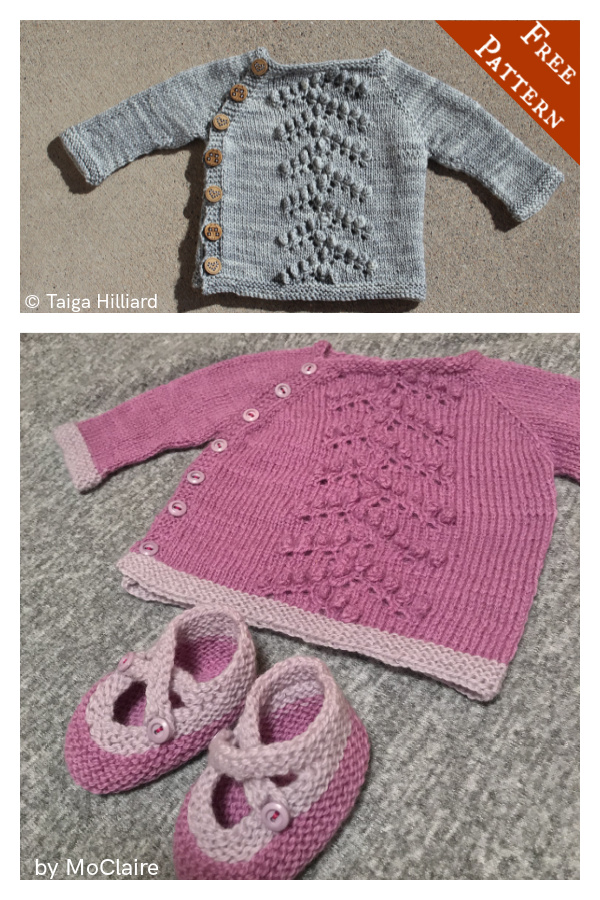 Side Buttons Wee Bobbled Cardigan Free Knitting Pattern 