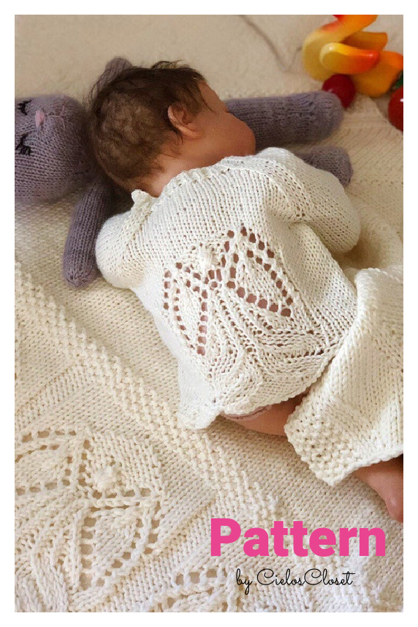 Angels Motif Baby Cardigan and Blanket Knitting Pattern 