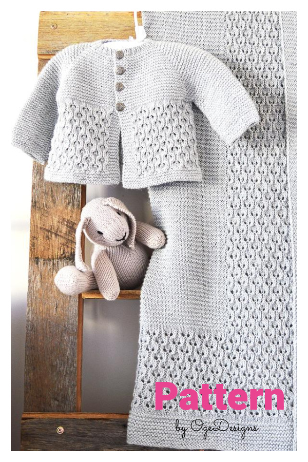 Baby Blanket & Jacket Set Knitting Pattern 