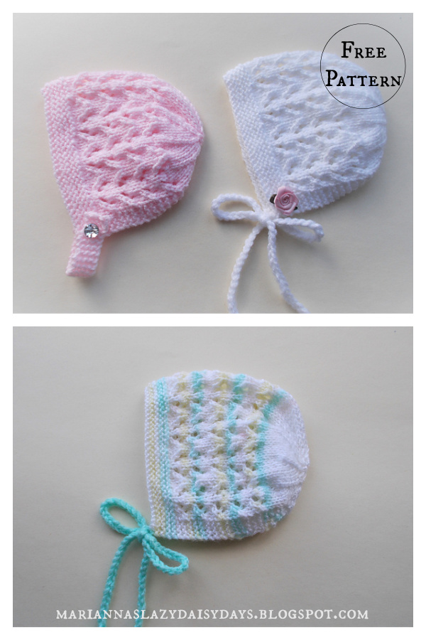 Bibi Lace Baby Bonnet Free Knitting Pattern