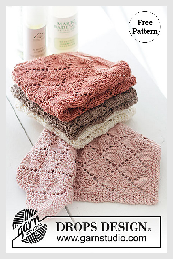 Bright Lace Diamond Dishcloth Free Knitting Pattern 