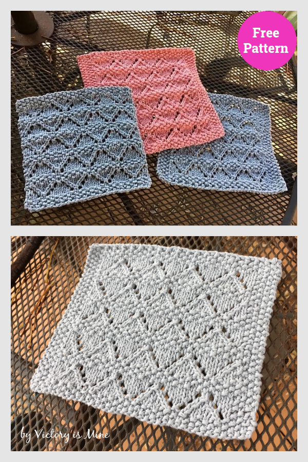 Broken Lacy Diamonds Washcloth Free Knitting Pattern 