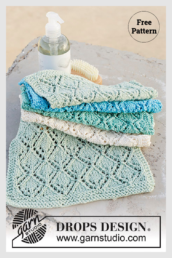 Bright Lace Diamond Dishcloth Free Knitting Pattern