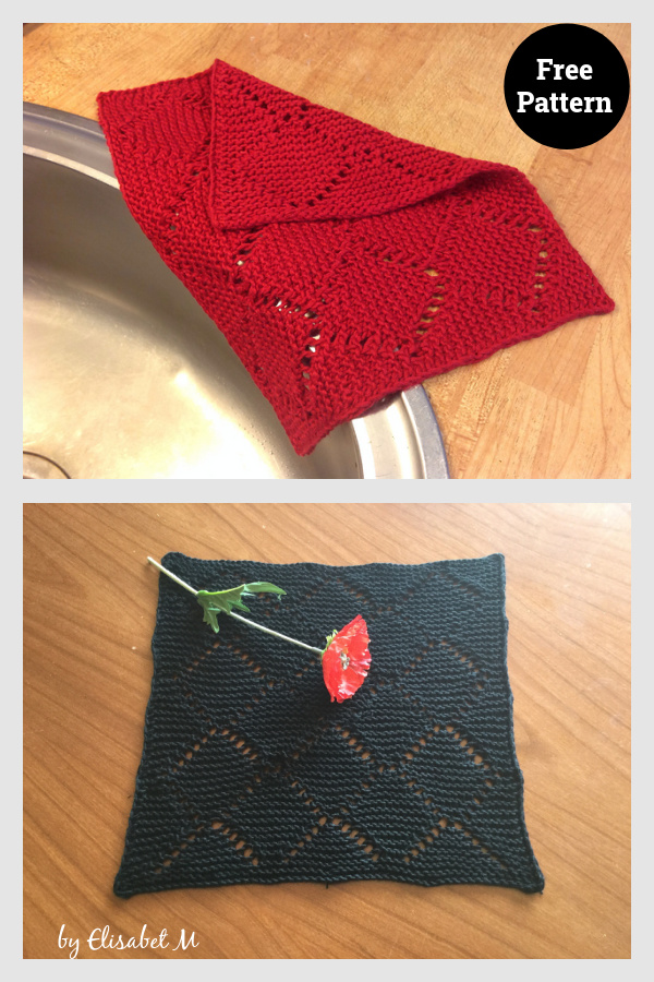 Diamond Stitch Dishcloth Free Knitting Pattern 