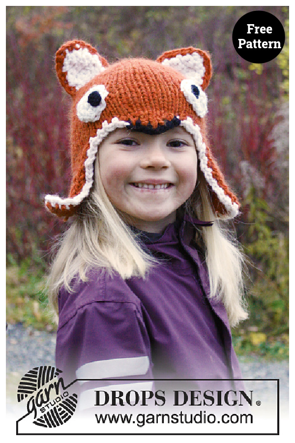 Fox Hat Earflap Hat Free Knitting Pattern