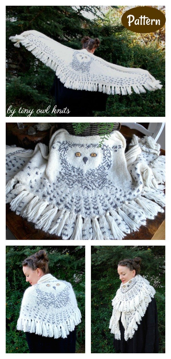 Hedwig Owl Wrap Knitting Pattern 