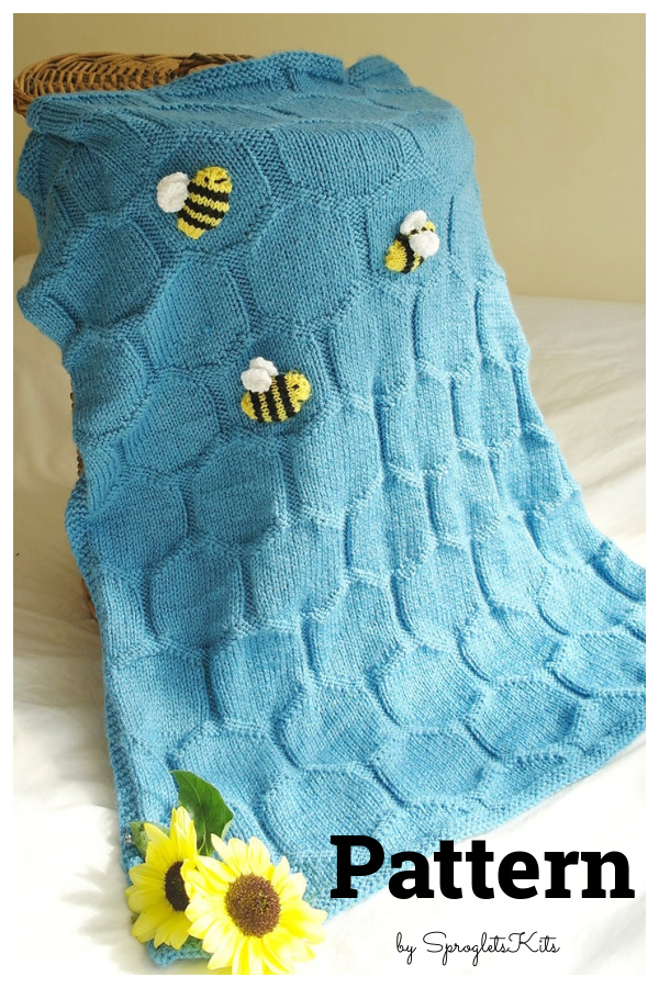 Honeycomb Bee Baby Blanket Knitting Pattern