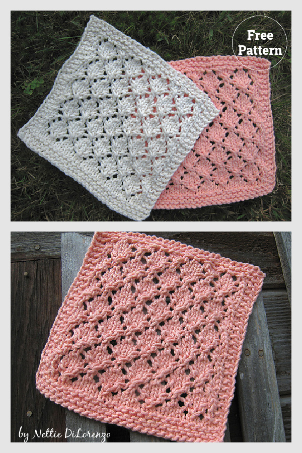 Lacy Diamonds Dishcloth Free Knitting Pattern
