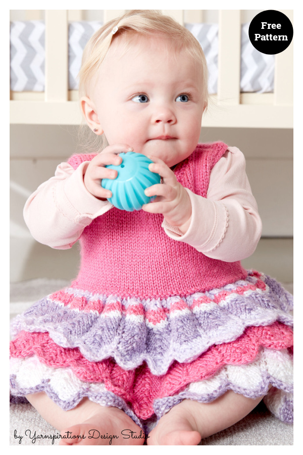 Lacy Layer Cake Baby Dress Free Knitting Pattern 