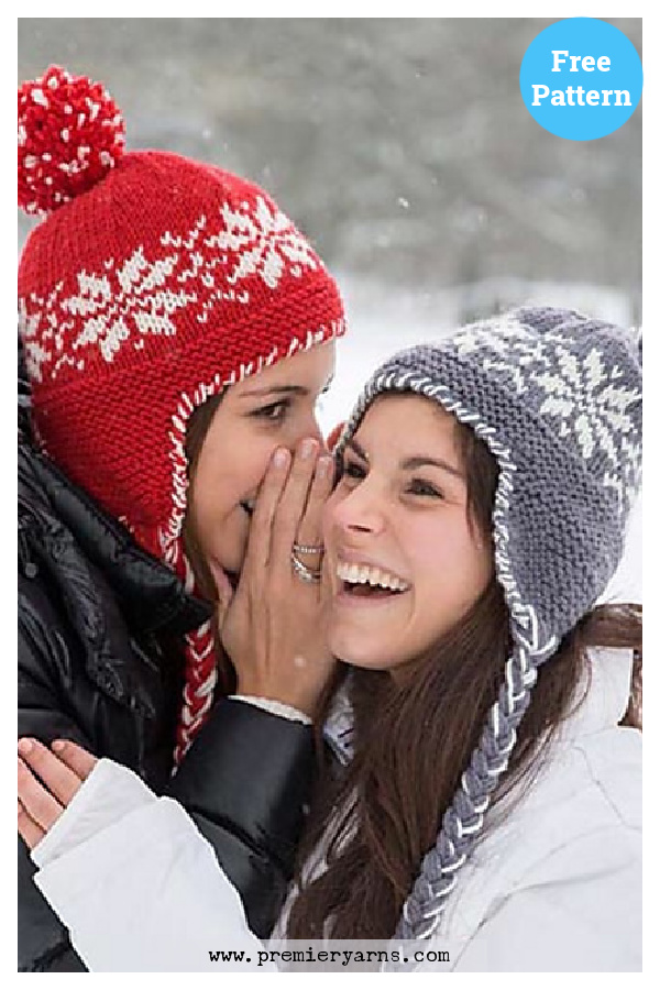 Snowflake Stranded Hats Free Knitting Pattern