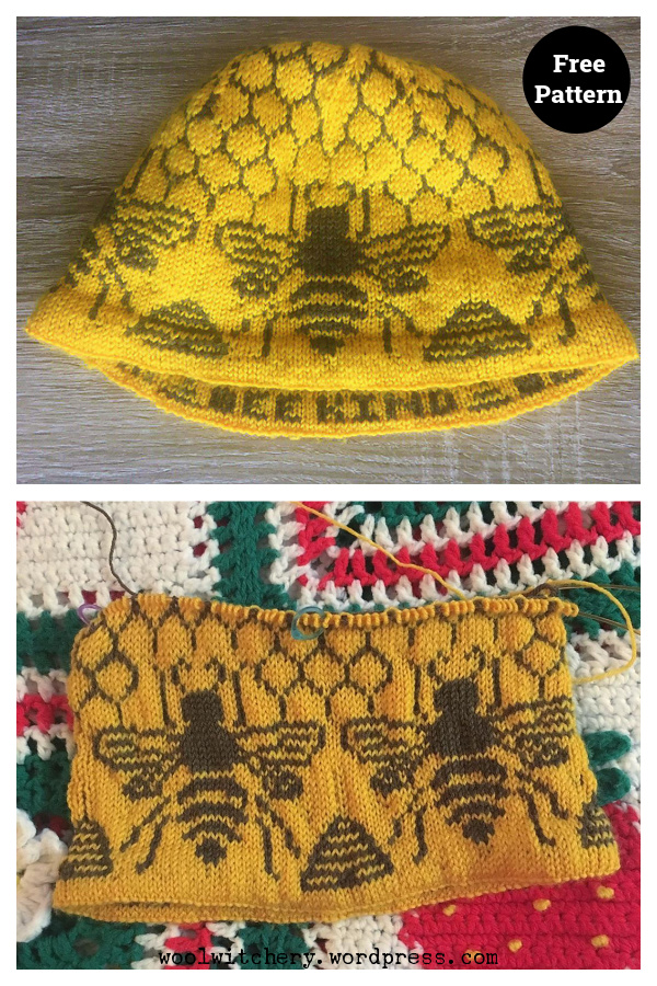Bee Kind Hat Free Knitting Pattern