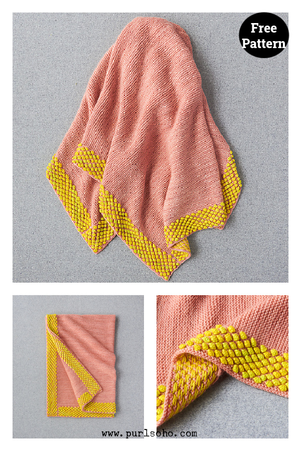 Bobble Border Blanket Free Knitting Pattern 