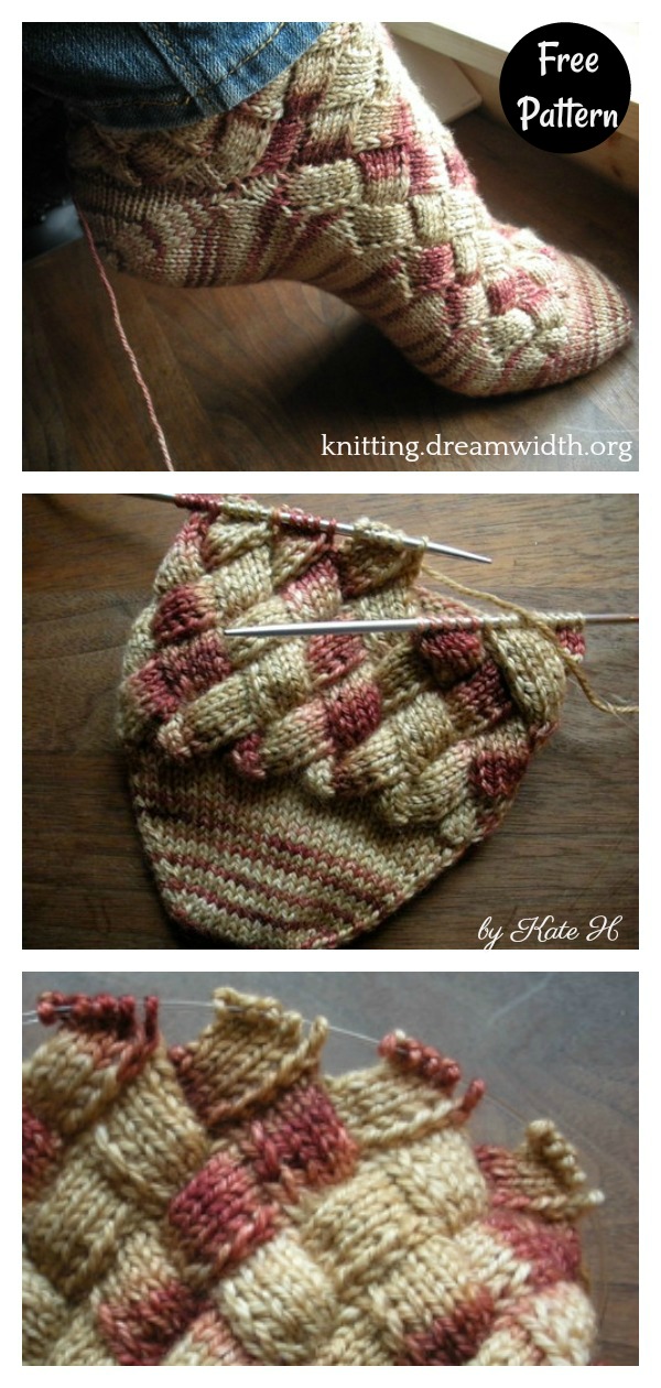Entrelac Basketcase Socks Free Knitting Pattern