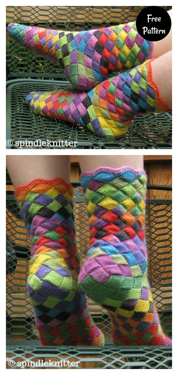 Entrelac Socks Free Knitting Pattern 