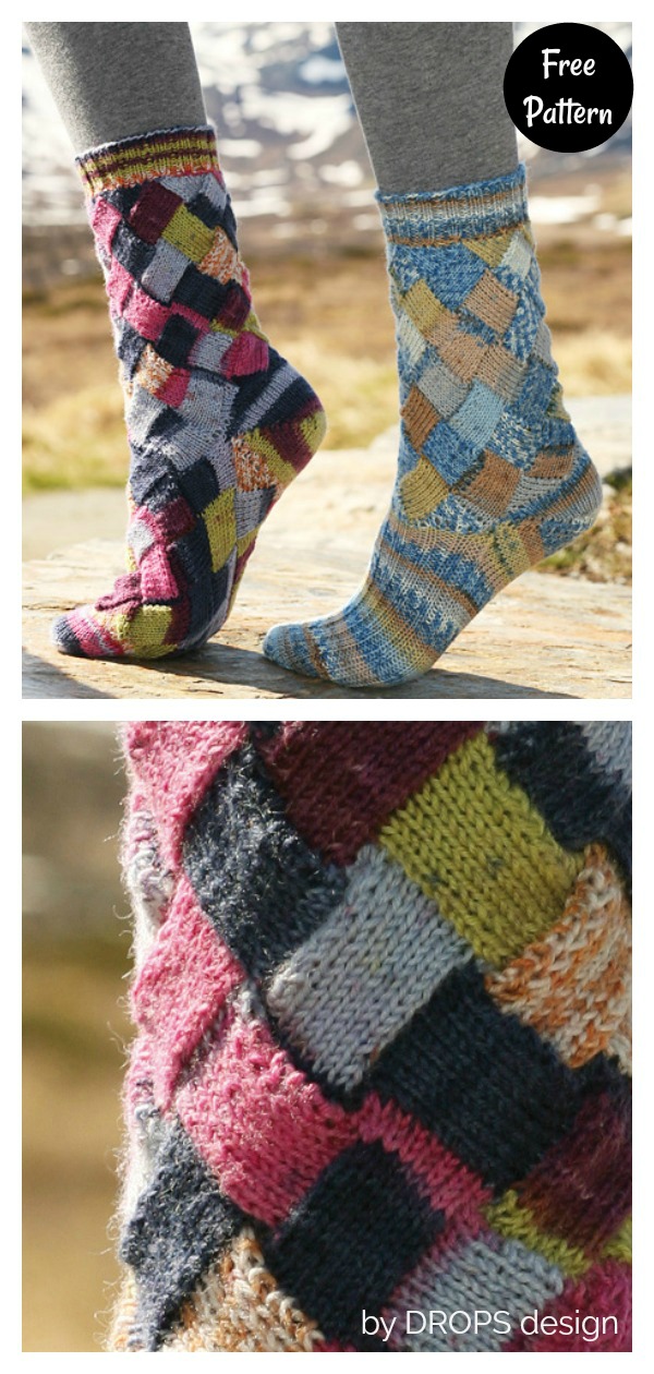 Entrelac Socks Free Knitting Pattern