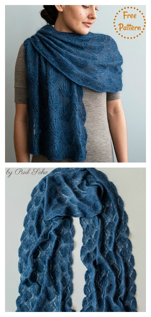 Seashell Lace Wrap Free Knitting Pattern 