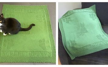 Alpha-cat Blanket Free Knitting Pattern