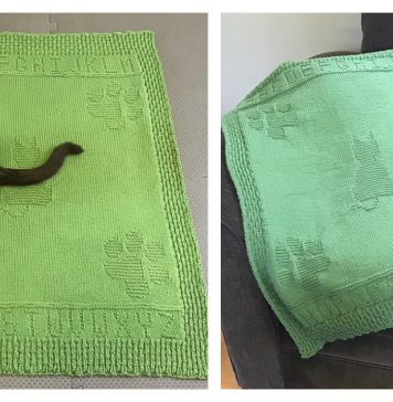Alpha-cat Blanket Free Knitting Pattern