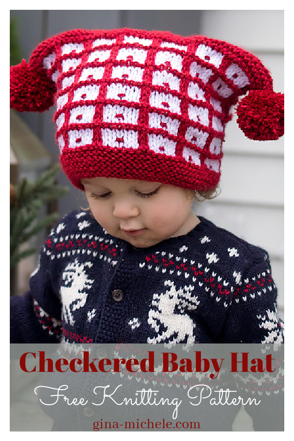 Checkered Baby Hat Free Knitting Pattern