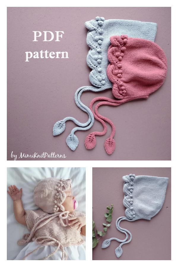 Popcorn Baby Bonnet Knitting Pattern