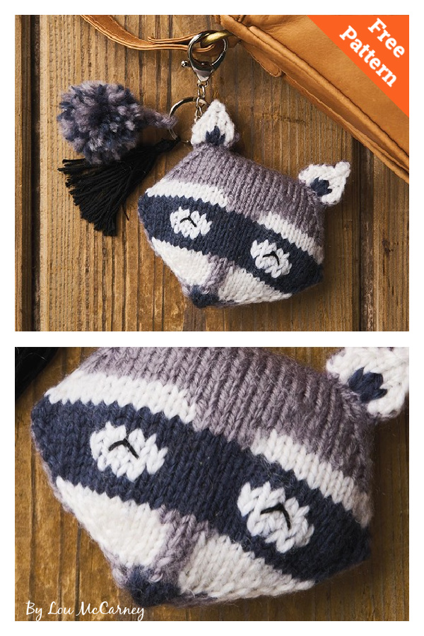 Raccoon Keychain Free Knitting Pattern 