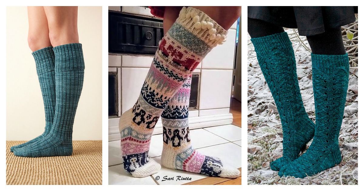 10 Knee High Socks Free Knitting Pattern