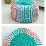 Mosaic Squares Pouf Free Knitting Pattern