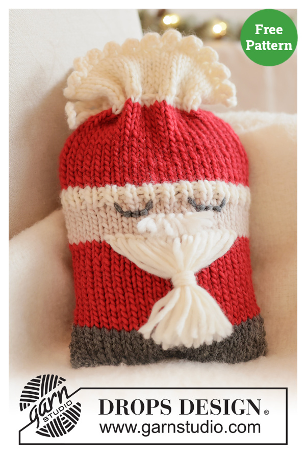 Snuggle Claus Hot Water Bottle Cover Free Knitting Pattern