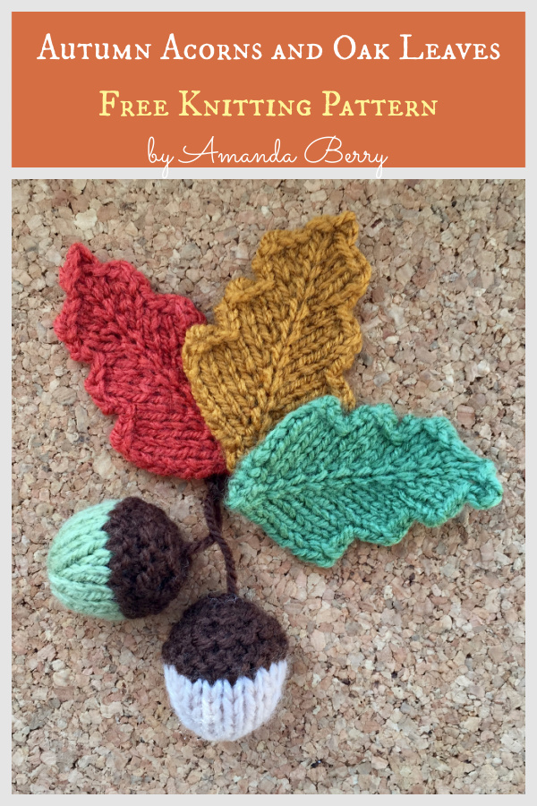 Autumn Acorns and Oak Leaves Free Knitting Pattern