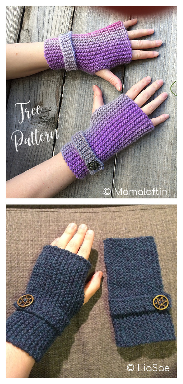 7 Garter Stitch Fingerless Mitts Free Knitting Pattern ...