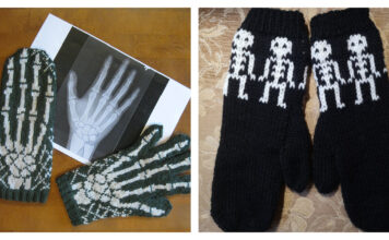 Halloween Skeleton Gloves Free Knitting Pattern