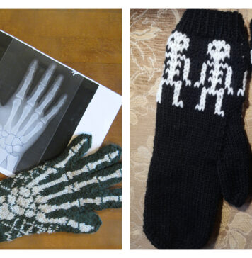 Halloween Skeleton Gloves Free Knitting Pattern
