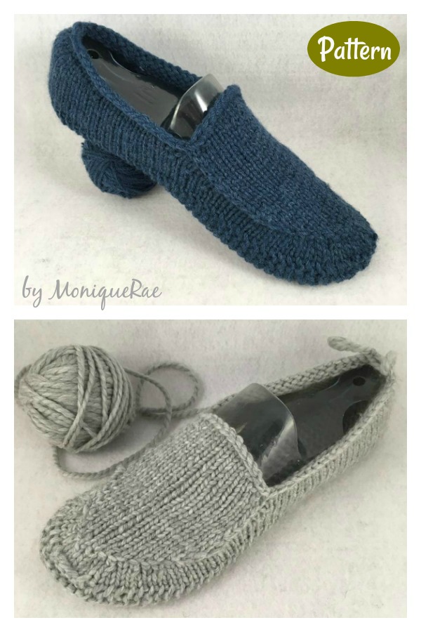 Mens Loafer Slippers Knitting Pattern