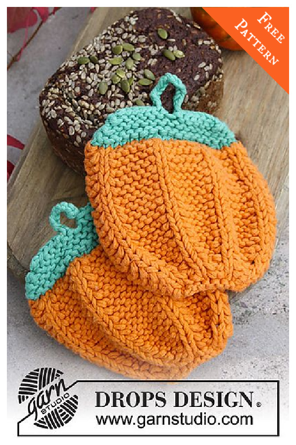 Pumpkin Pot Holder Free Knitting Pattern