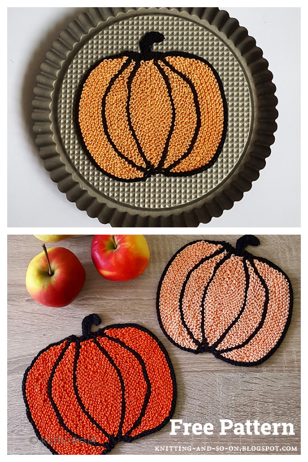 Pumpkin Pot Holder Free Knitting Pattern