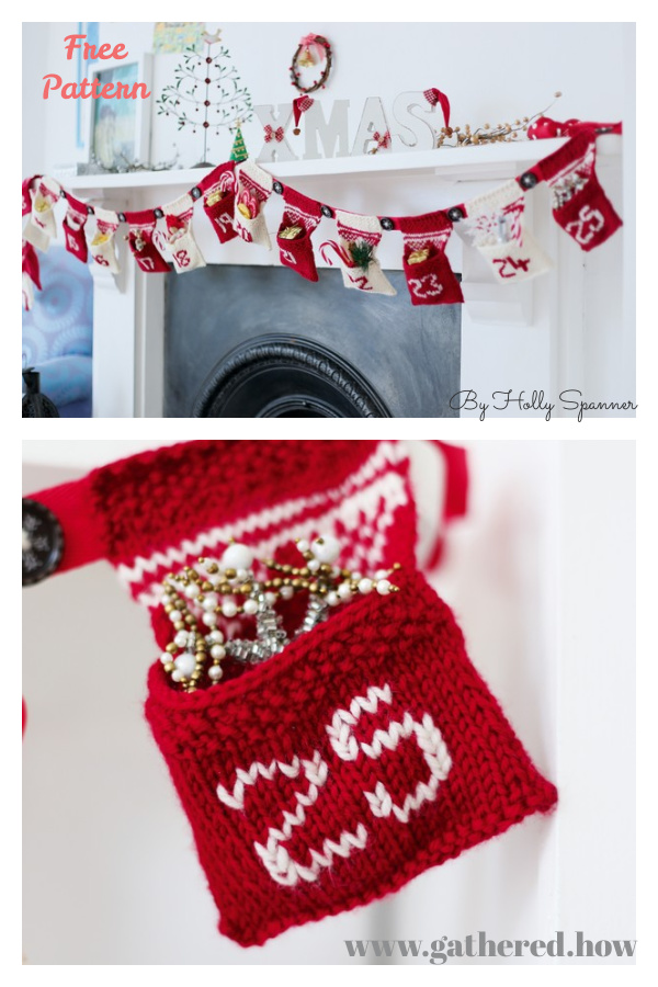 Advent Calendar with Pockets Free Knitting Pattern