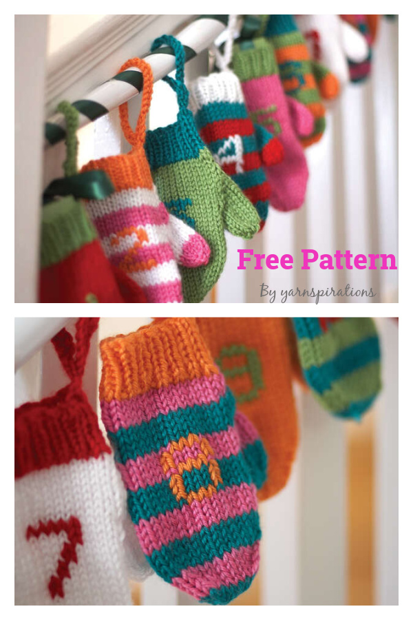 Advent Mini Mittens Free Knitting Pattern
