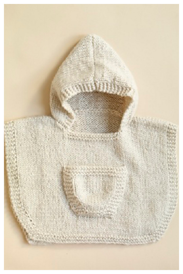 Hooded Baby Poncho Free Knitting Pattern 