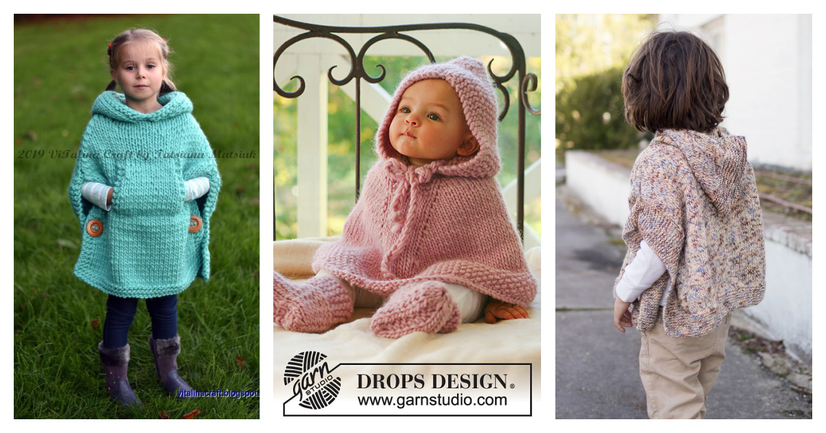 10 Hooded Baby Poncho Knitting Patterns