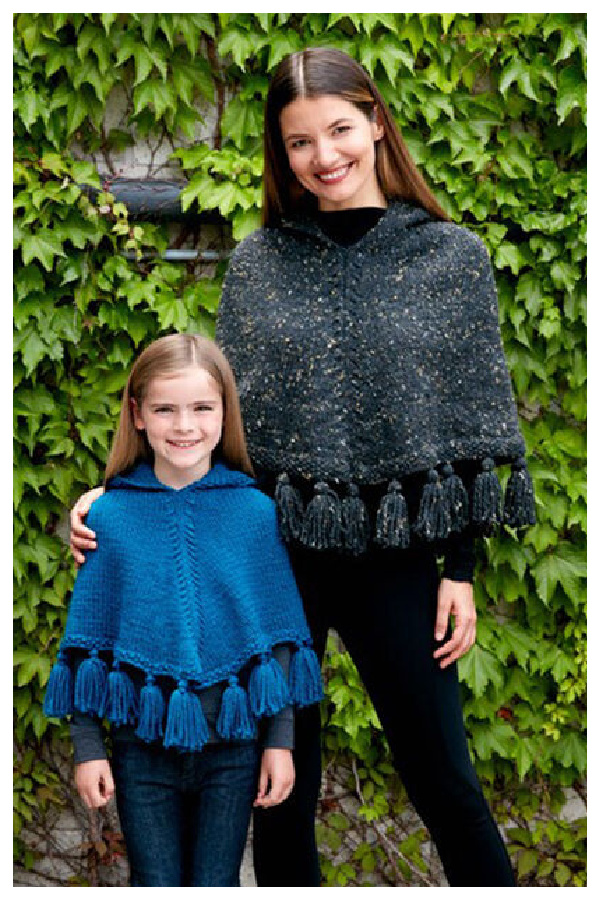 Just Me and Mom Ponchos Free Knitting Pattern