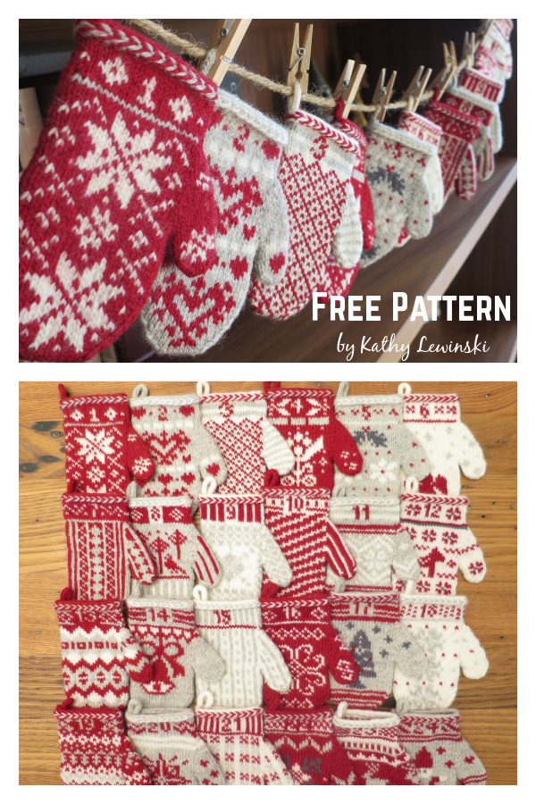 Mitten Garland Advent Calendar Free Knitting Pattern