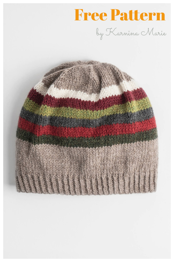 Alpine Basic Striped Hat Free Knitting Pattern